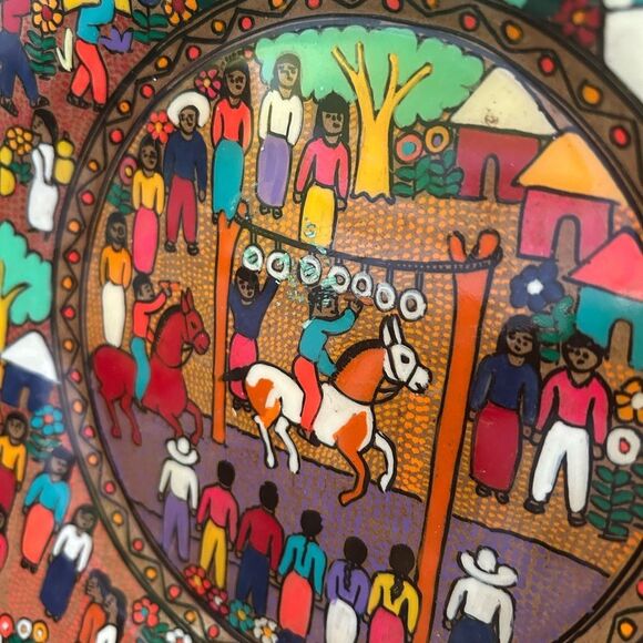 Mexican Painted Plate 10” Plate Dish Art Hanging Wall Art - Picture 2 of 16